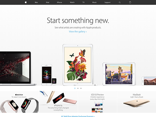Apple homepage