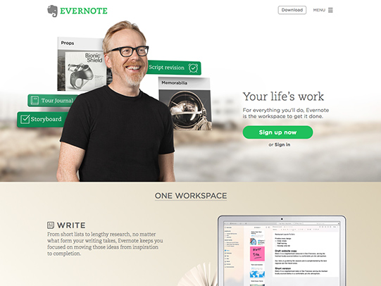Evernote homepage